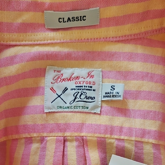 J Crew Broken-In Classic Oxford Shirt Washed Pink and Orange Stripe S New - Picture 3 of 8